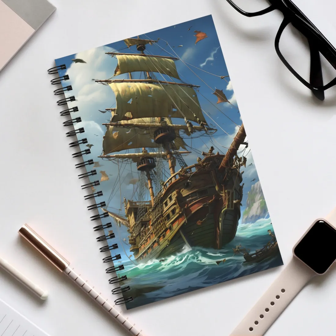 Swashbuckling Time-Traveling Pirate Crew: Colorful - Spiral Notebook