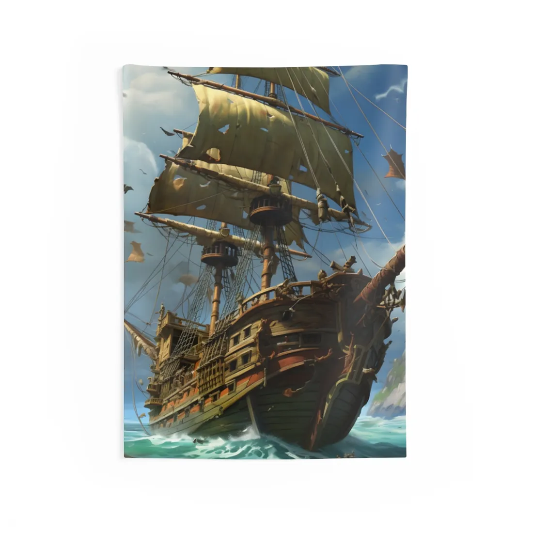 Swashbuckling Time-Traveling Pirate Crew: Colorful - Wall Tapestry