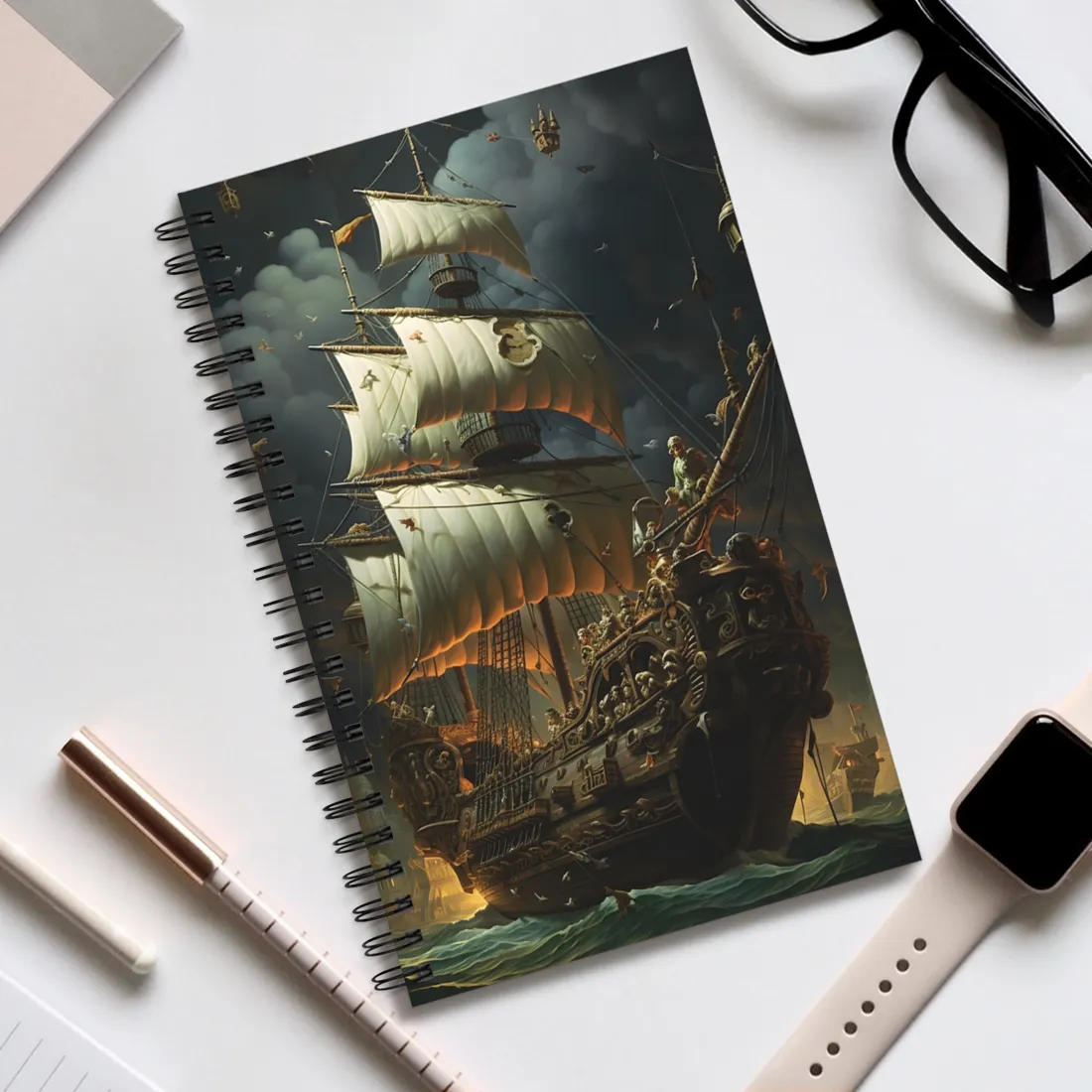 Swashbuckling Time-Traveling Pirate Crew - Spiral Notebook