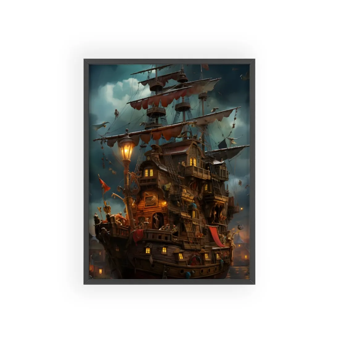 Swashbuckling Time-Traveling Pirates: Traditional Pirate Art - Framed Poster