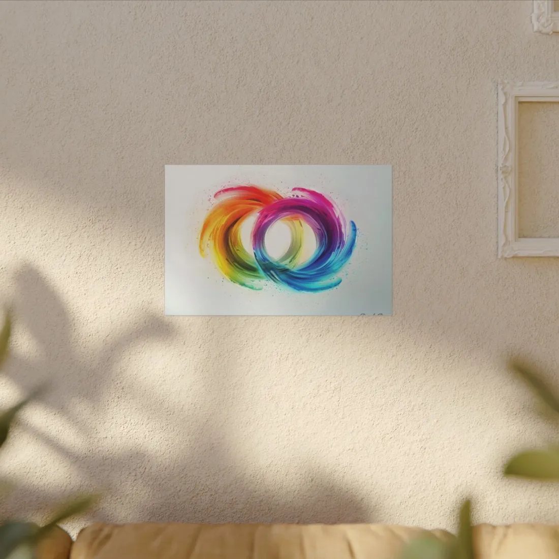 Swirling Colors: Gradient Artwork with Red, Blue, and Yellow Circles - Canvas