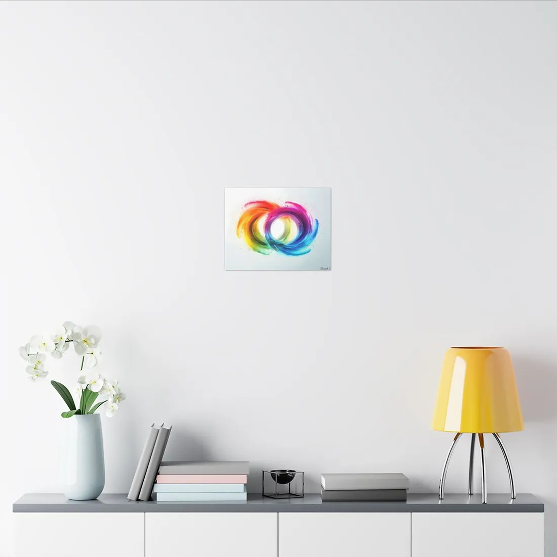Swirling Colors: Gradient Artwork with Red, Blue, and Yellow Circles - Canvas