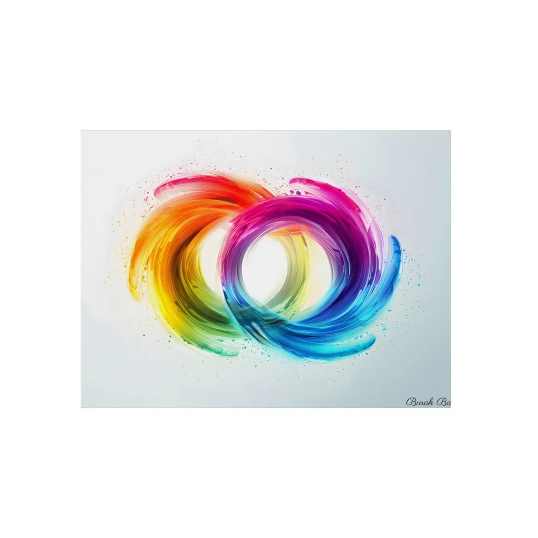 Swirling Colors: Gradient Artwork with Red, Blue, and Yellow Circles - Metal Poster