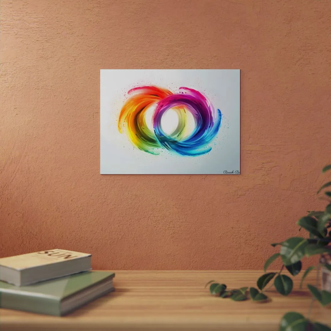 Swirling Colors: Gradient Artwork with Red, Blue, and Yellow Circles - Metal Poster