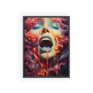 Woman Face with Dripping Paint Framed Poster
