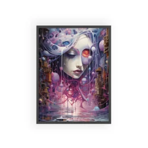 Surreal Face with Red Eye Framed Poster