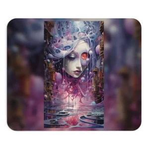 Surreal Face with Red Eye Mouse Pad