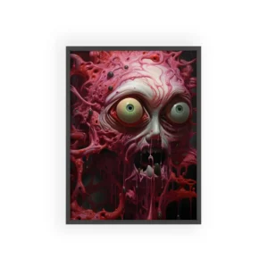 Pink Slimy Monster Face Framed Poster