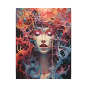 Woman Surrounded by Swirling Shapes Canvas Print