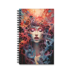 Woman Surrounded by Swirling Shapes Spiral Notebook