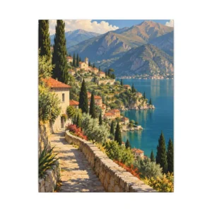 Mediterranean Village by the Sea Canvas Print