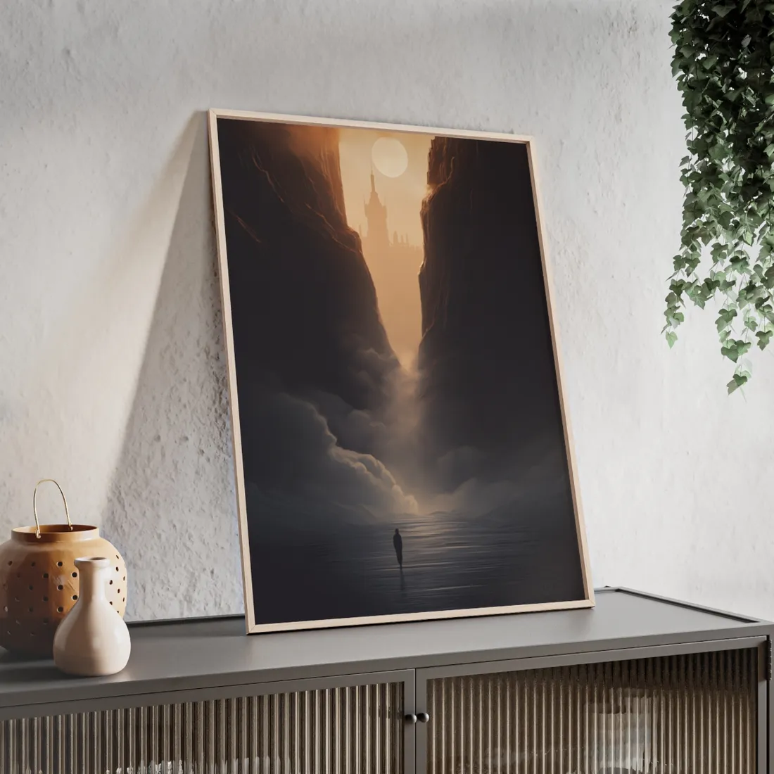Textured Light Circle: Photographic Art Study - Framed Poster