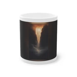 Silhouette Between Misty Cliffs Mug