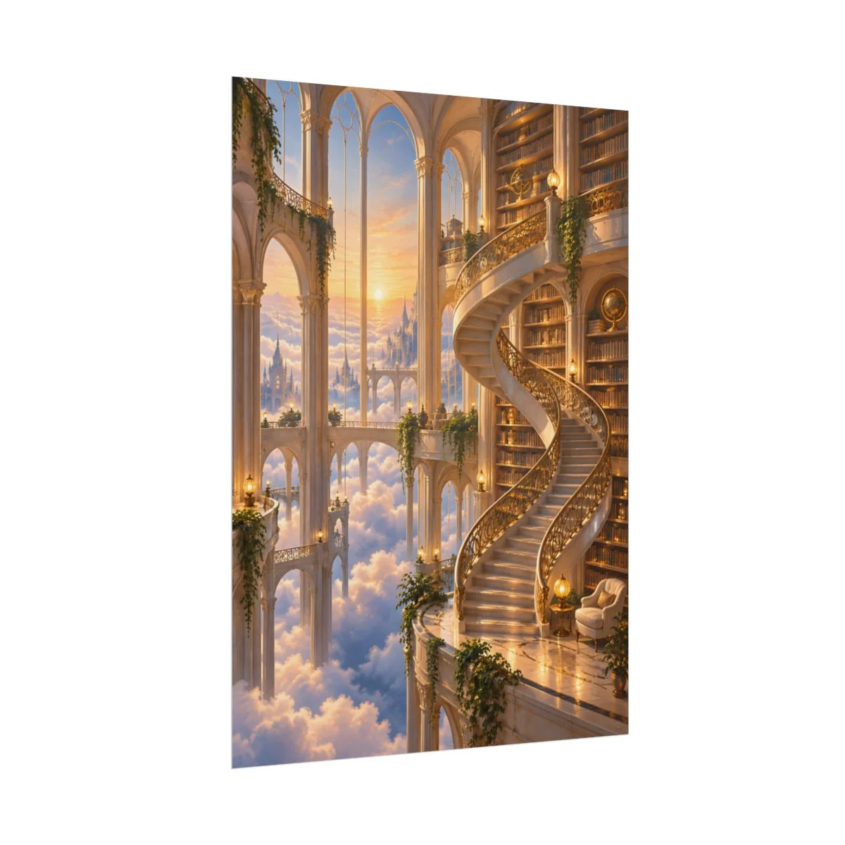 Side view of The Amber Library Above the Clouds poster