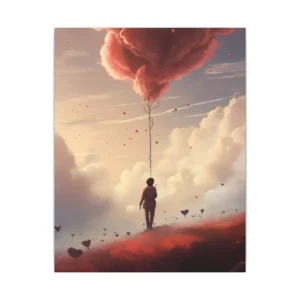 Figure Holding Heart Balloon Canvas Print