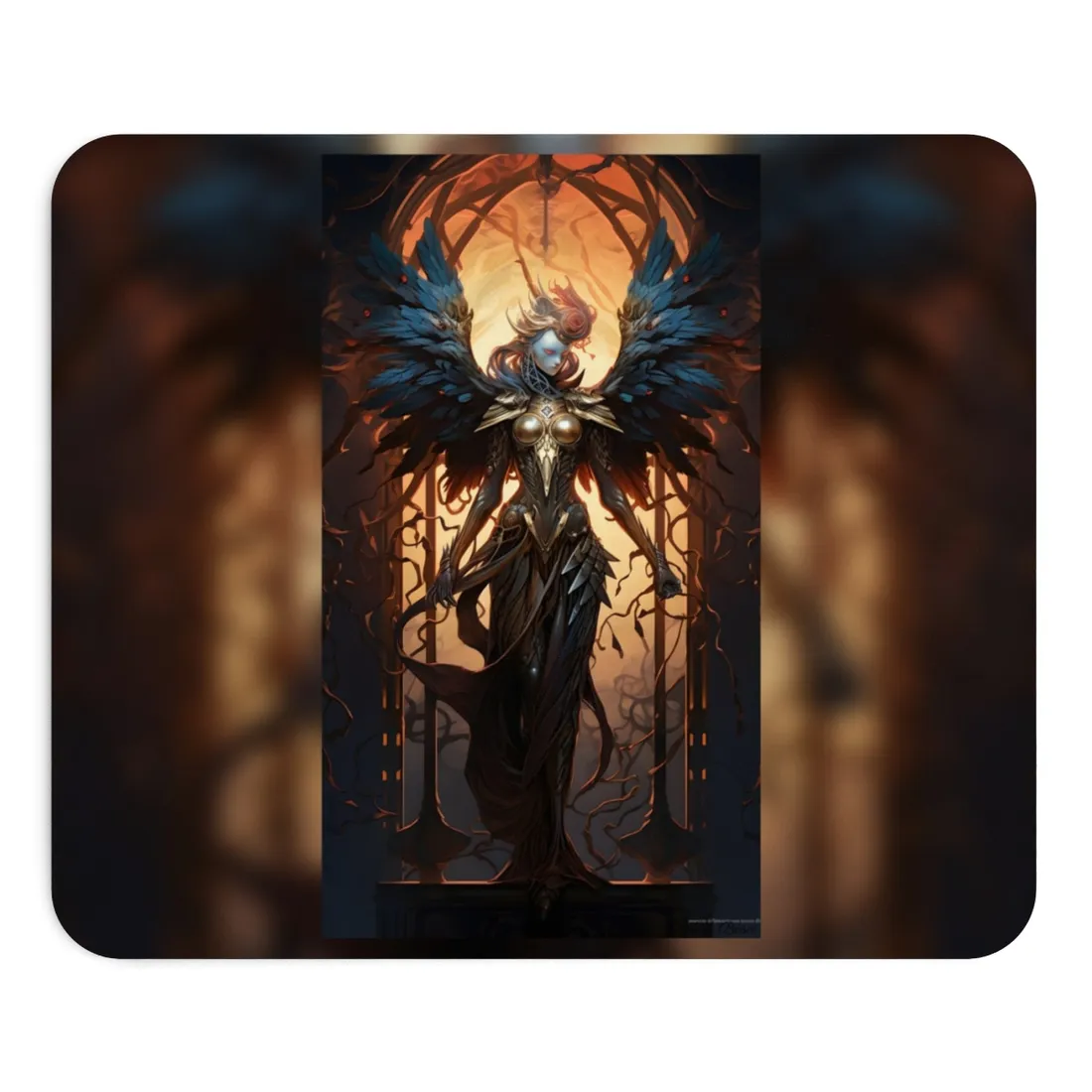 The Dark Guardian: Mysterious Protector of the Rocky Surface - Mouse Pad