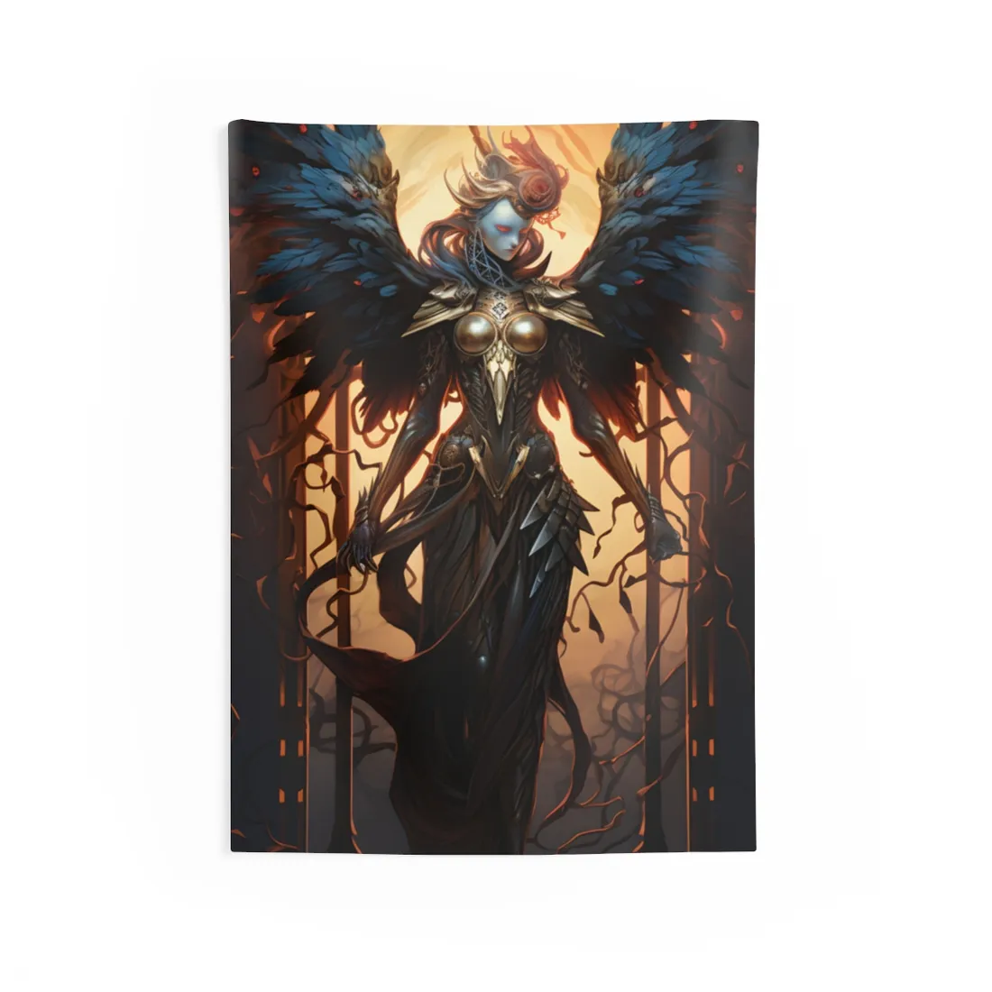 The Dark Guardian: Mysterious Protector of the Rocky Surface - Wall Tapestry