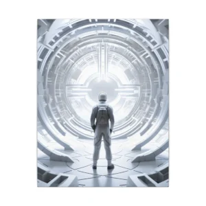 Astronaut Facing Glowing Tunnel Canvas Print