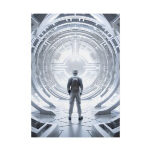 Astronaut Facing Glowing Tunnel Poster