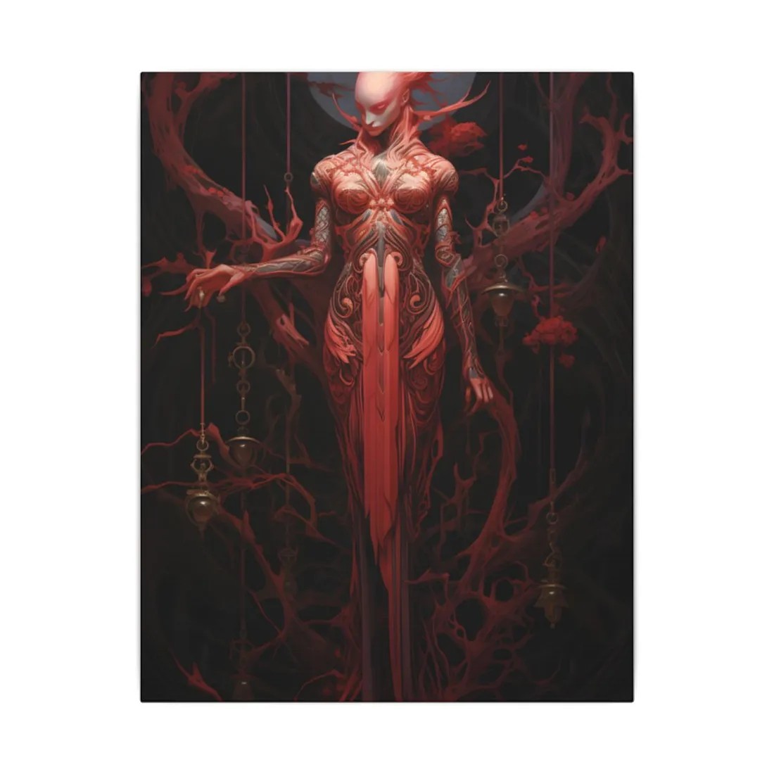 The Enigmatic Guardian: Mysterious Statue Sculpture - Canvas