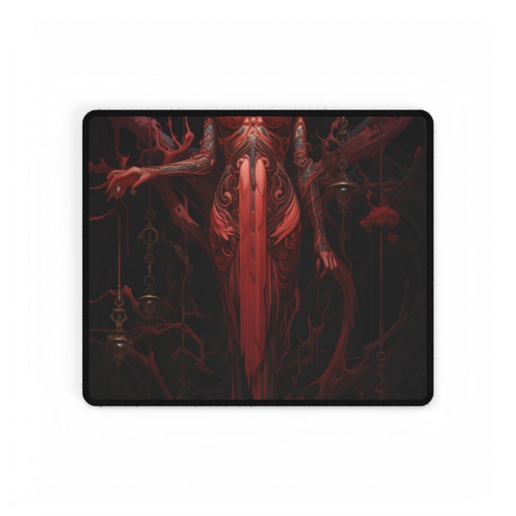 The Enigmatic Guardian: Mysterious Statue Sculpture - Desk Mat