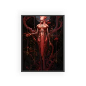 Red Figure Among Tangled Branches Framed Poster