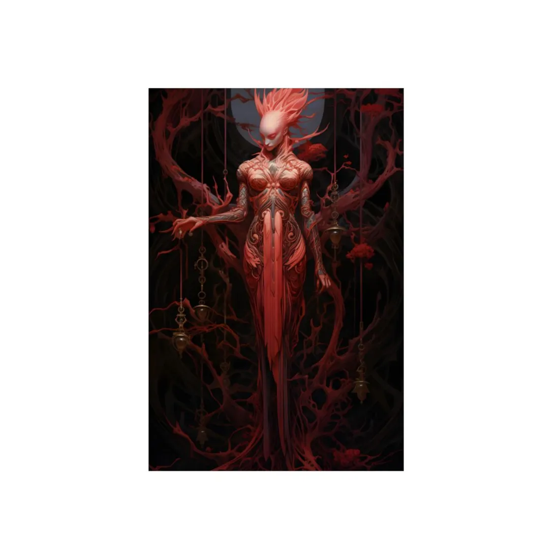 The Enigmatic Guardian: Mysterious Statue Sculpture - Metal Poster