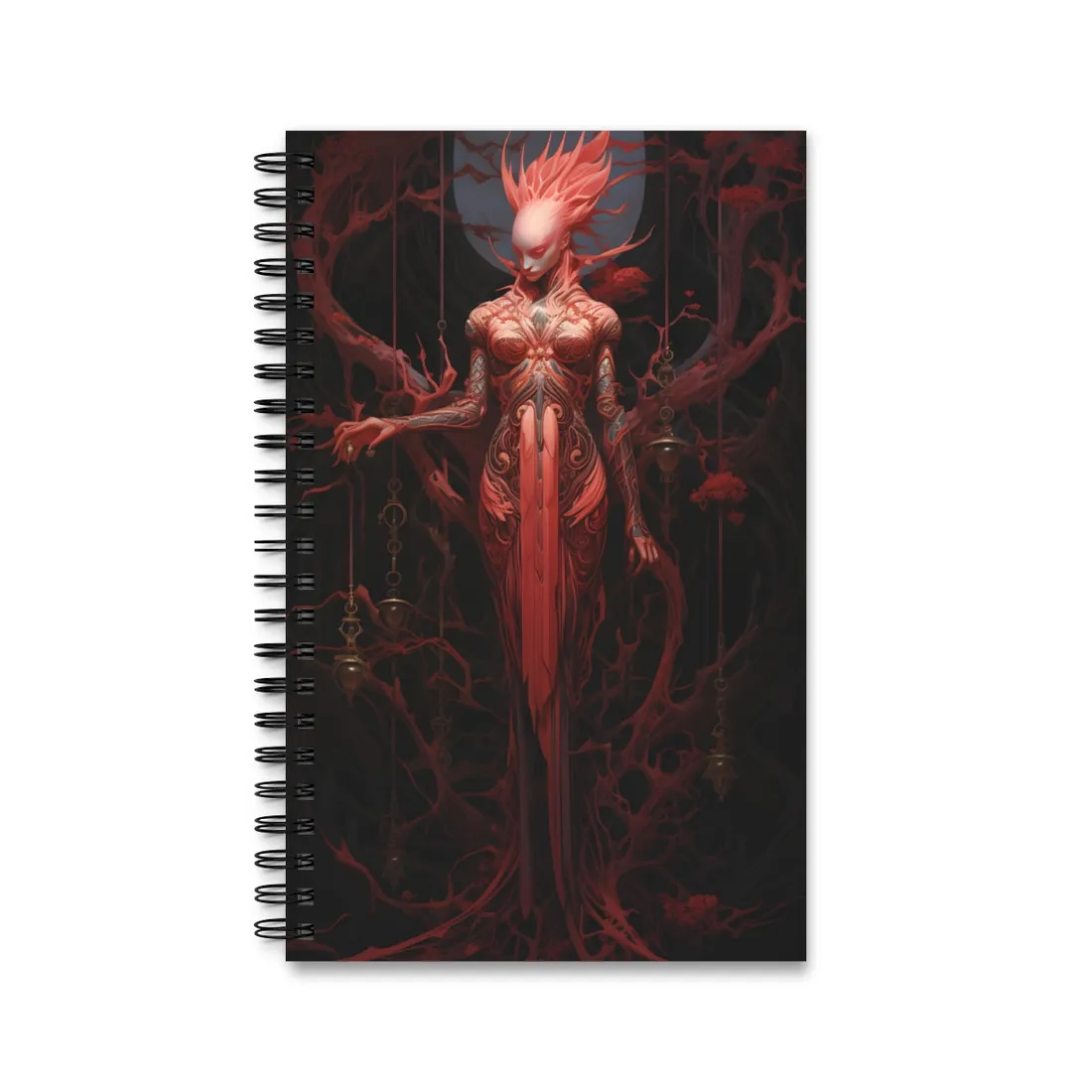 The Enigmatic Guardian: Mysterious Statue Sculpture - Spiral Notebook