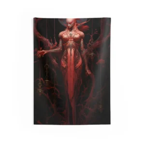 Red Figure Among Tangled Branches Wall Tapestry
