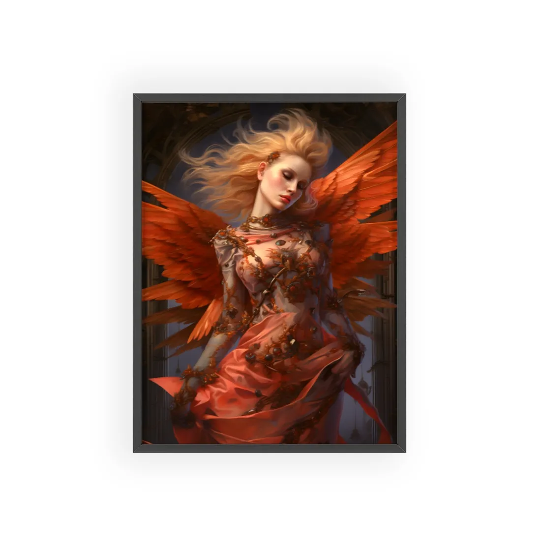 The Guardian: Muscular Protector Statue in Armor - Framed Poster