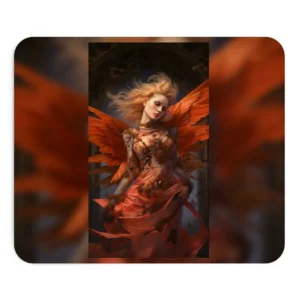 Winged Woman in Orange Gown Mouse Pad