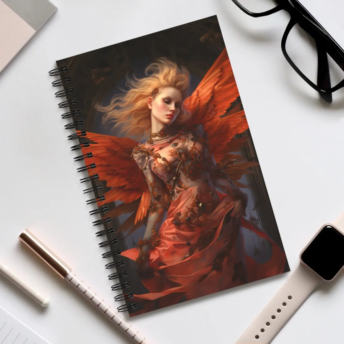 The Guardian: Muscular Protector Statue in Armor - Spiral Notebook
