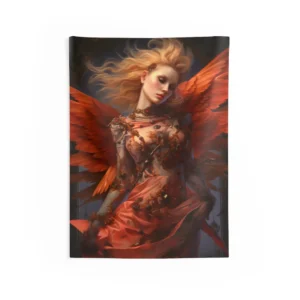 Winged Woman in Orange Gown Wall Tapestry