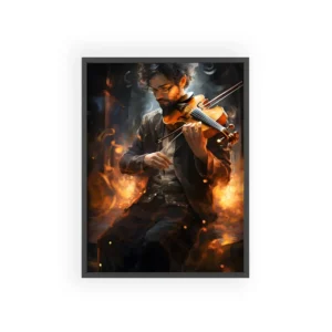 Violinist Playing in Glowing Light Framed Poster