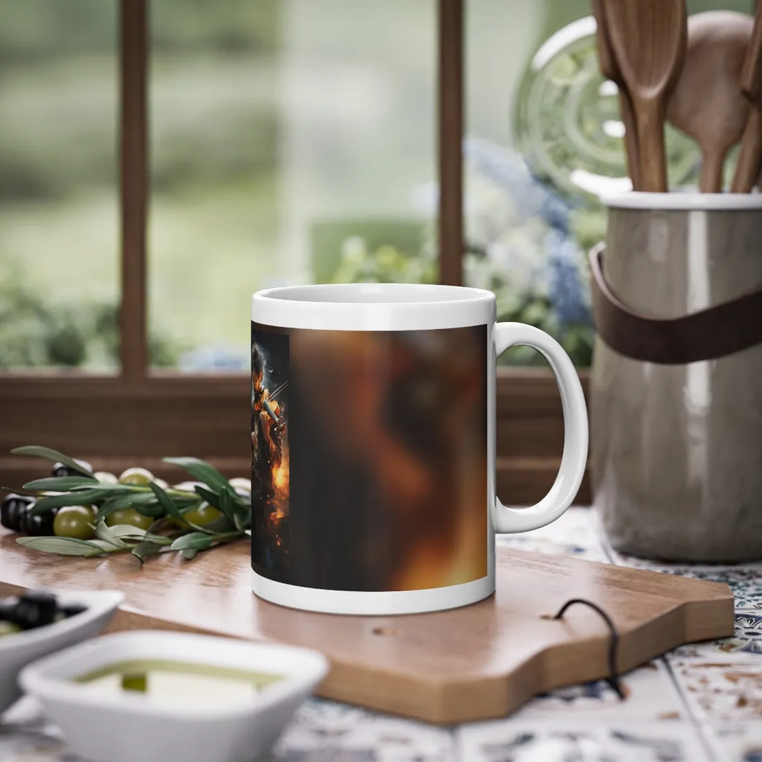 The Mysterious Musician: Close-Up Portrait with Violin - Mug