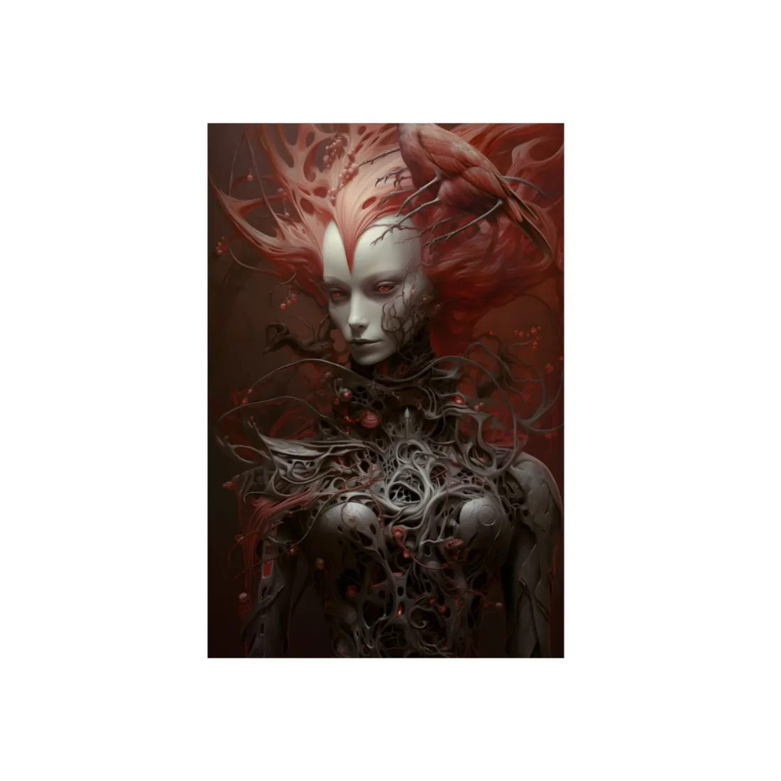 Thorned Enigma: Dark Gothic Woman Portrait - Metal Poster