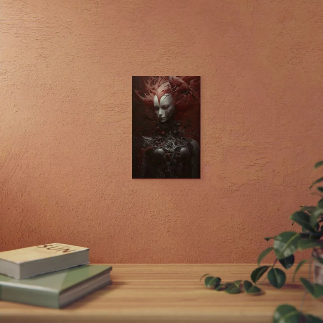 Thorned Enigma: Dark Gothic Woman Portrait - Metal Poster