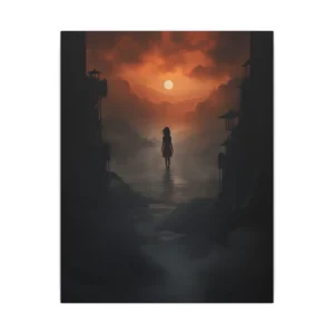 Silhouette in the Golden Corridor: Mysterious Figure Canvas Print