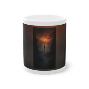 Silhouette in the Golden Corridor: Mysterious Figure Mug