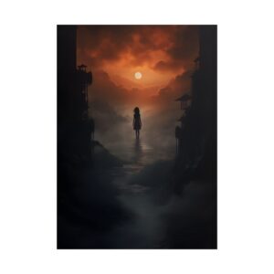 Woman Silhouette in Fog Poster