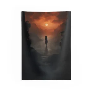 Woman Silhouette in Fog Wall Tapestry