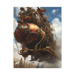 Steampunk Airship over City Canvas Print