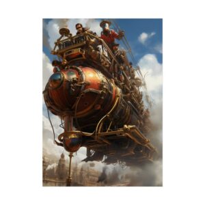 Steampunk Airship over City Poster