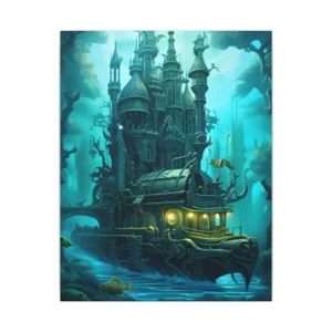 Underwater Castle Submarine Canvas Print