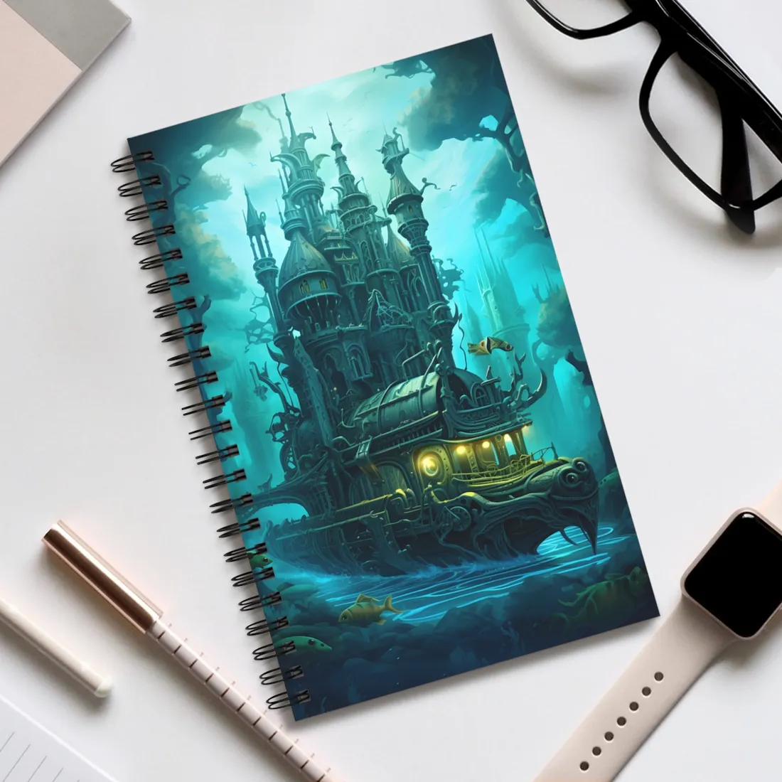 Tidal Quest: Steampunk Depths - Spiral Notebook