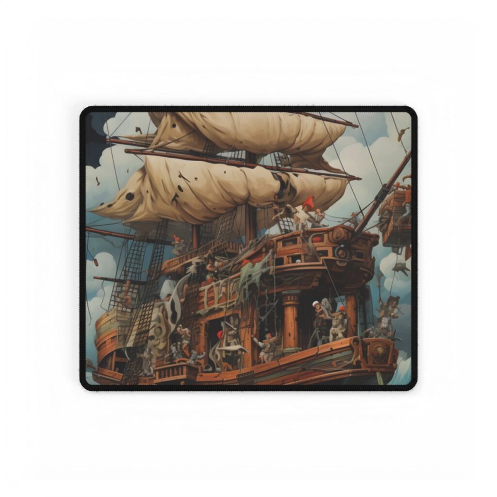 Time-Traveling Pirate Crew: Swashbuckling Adventure Art - Desk Mat