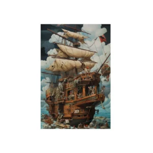 Crowded Galleon at Sea Metal Poster