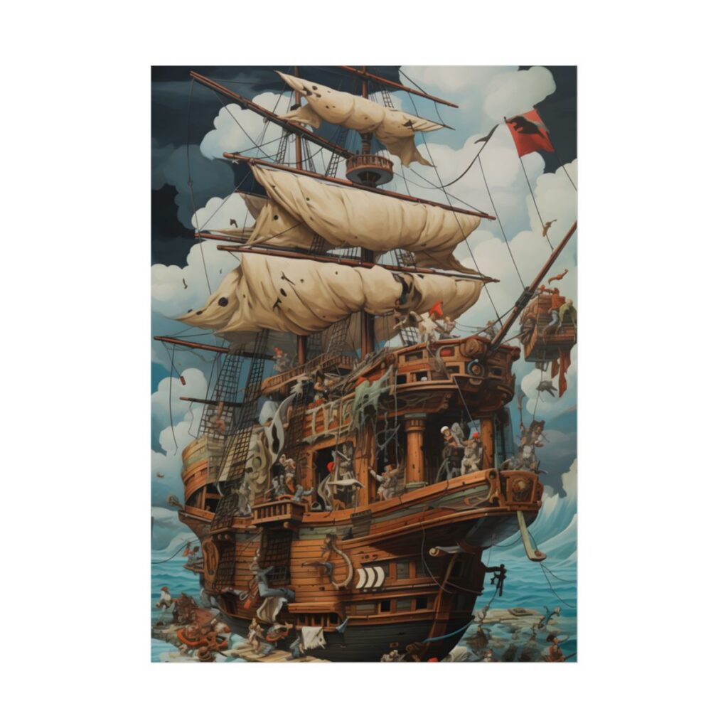 Time-Traveling Pirate Crew: Swashbuckling Adventure Art - Poster