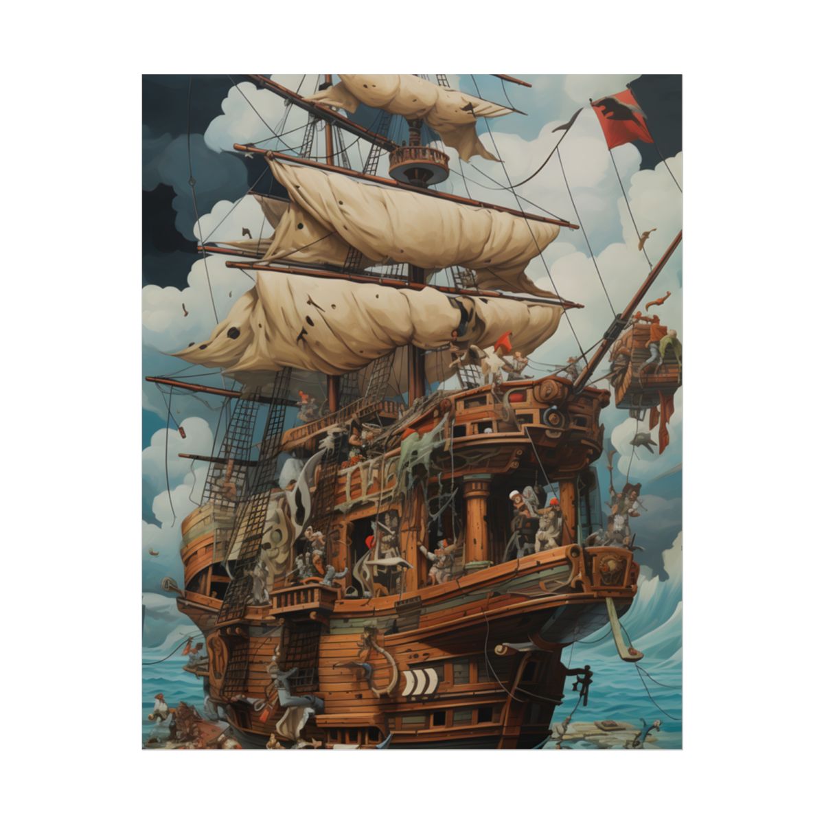 Time-Traveling Pirate Crew: Swashbuckling Adventure Art - Poster