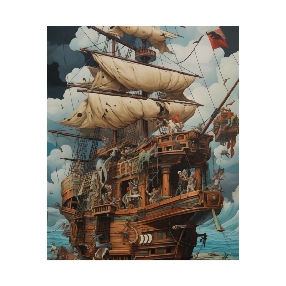 Time-Traveling Pirate Crew: Swashbuckling Adventure Art - Poster